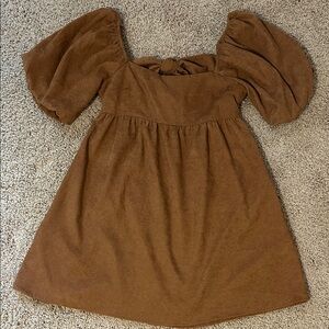 Audrey Parks Brown Puff Sleeve Mini Dress